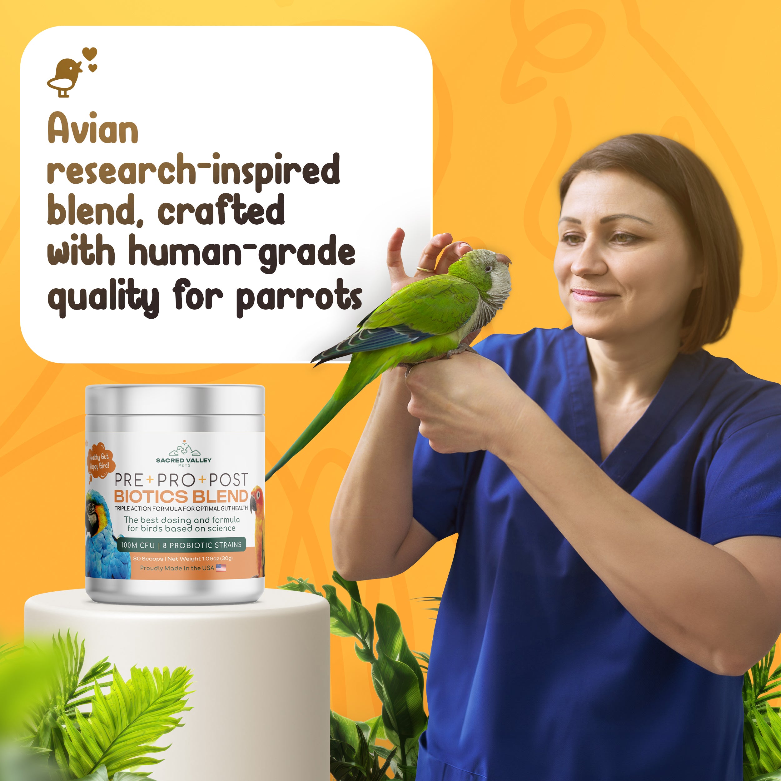 Organic Pre+Pro+Post Biotics Blend for Parrots - 1.06oz